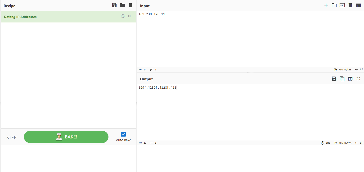 Destination IP defanged in CyberChef